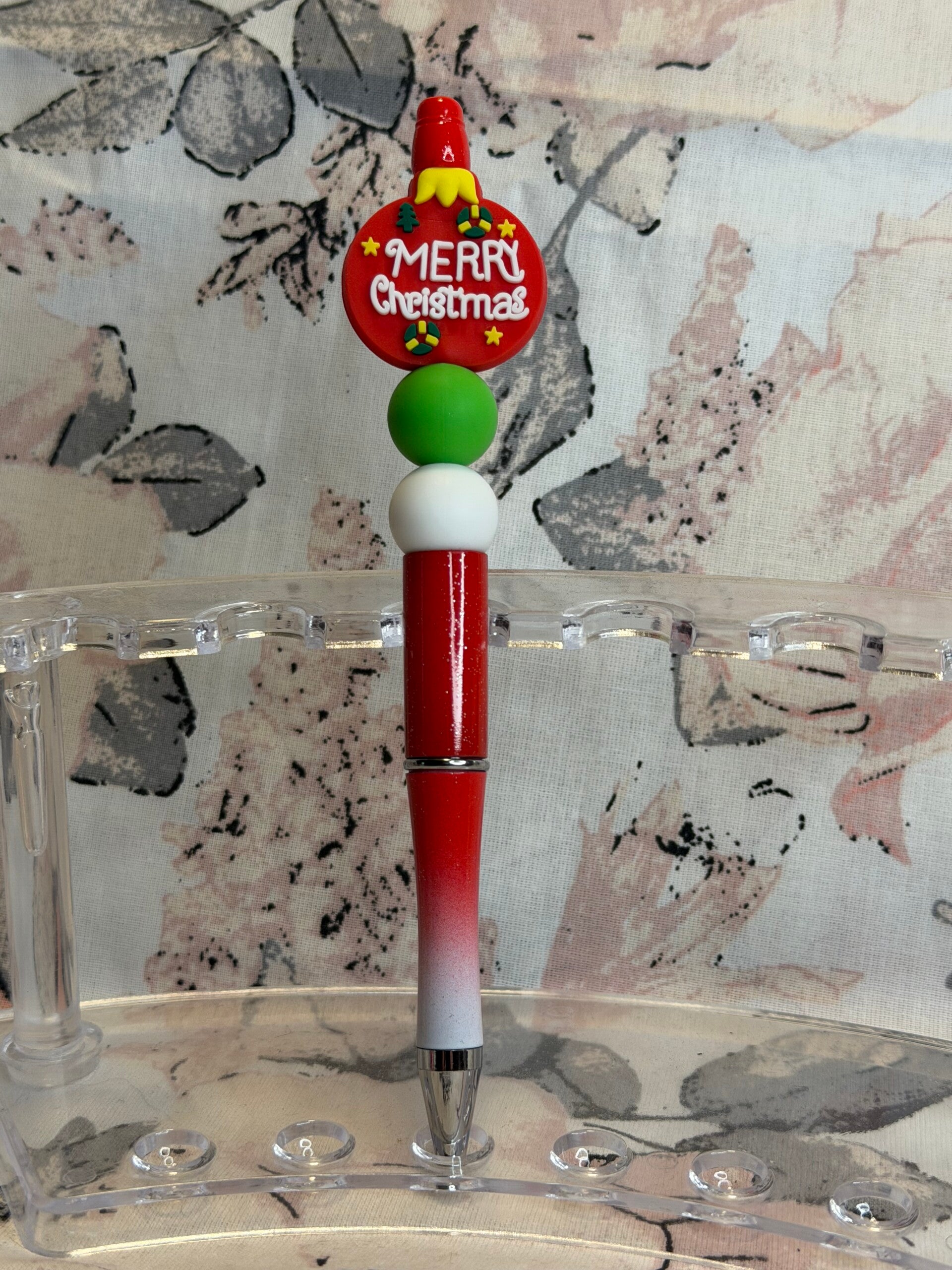 Silikonperlen-Kugelschreiber (Weihnachtskugel)