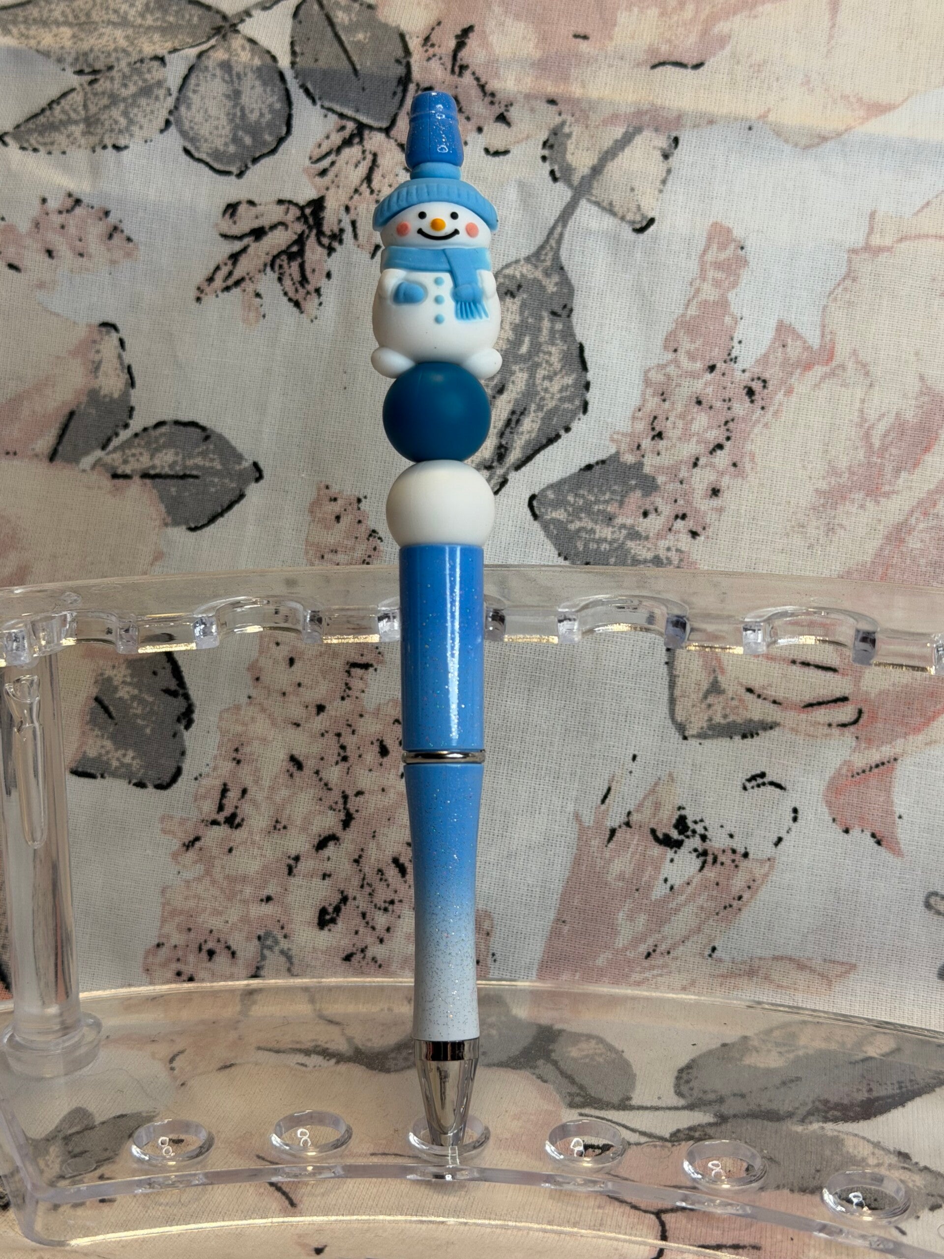 Silikonperlen-Kugelschreiber (Schneemann)