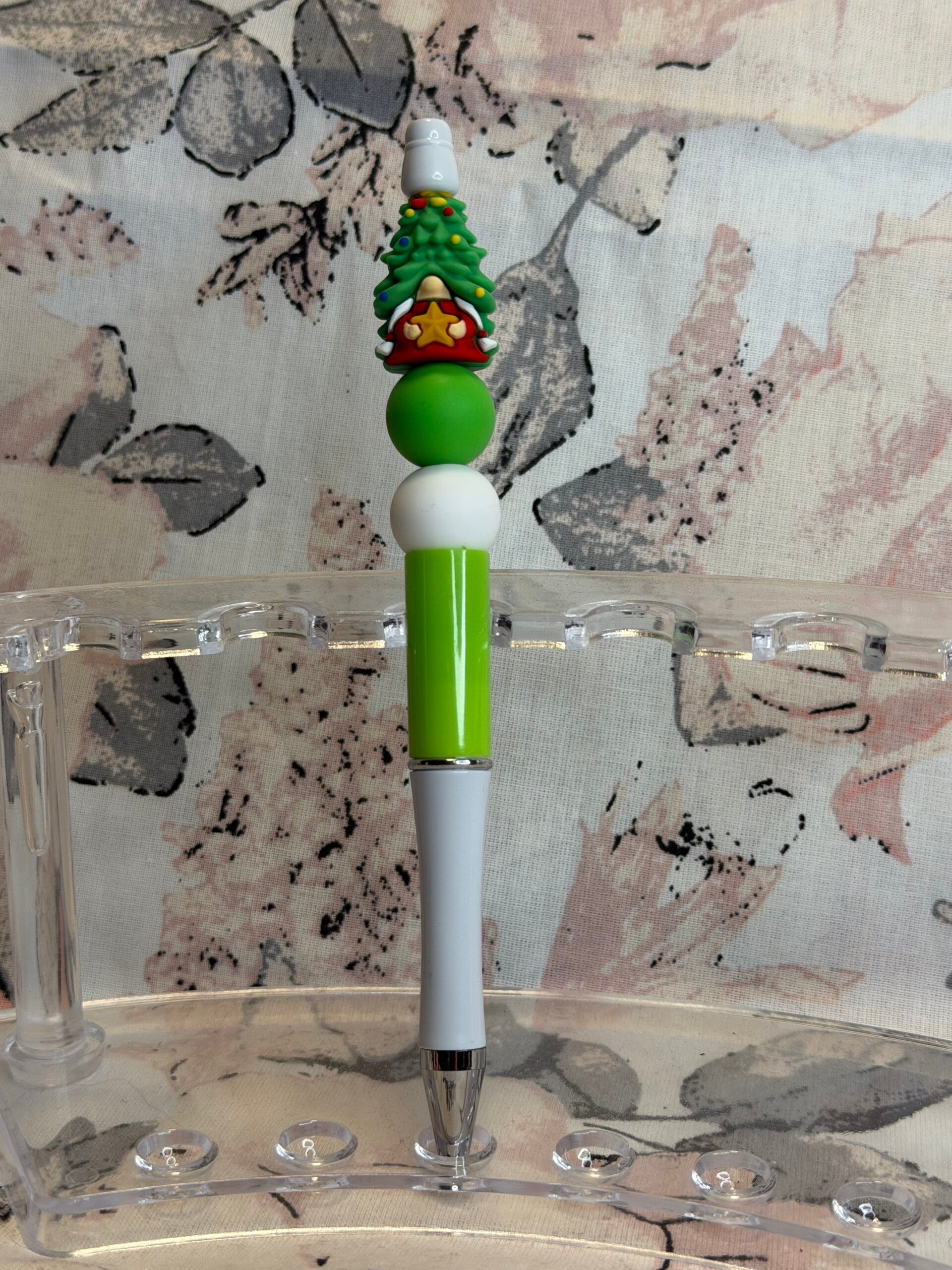 Silikonperlen-Kugelschreiber (Wichtel/Tannenbaum)