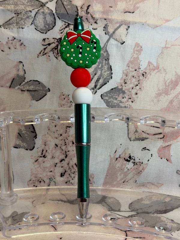 Silikonperlen-Kugelschreiber (Weihnachtskranz)