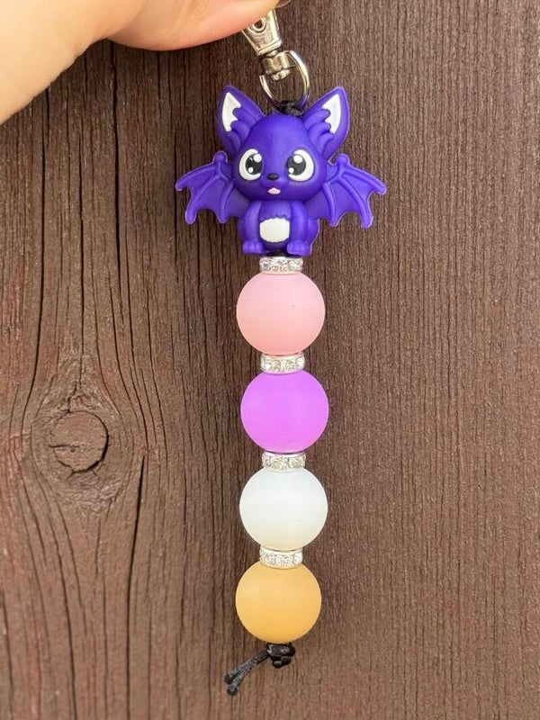 Schlüsselanhänger aus Silikonperlen (Fledermaus)