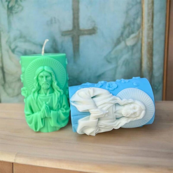 Taufkerze mit Jesus Muster
