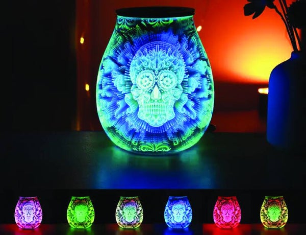 SUGAR SKULLS 3D GLASS LED WARMER
