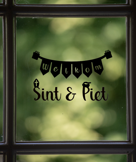 Raamsticker Sinterklaas welkom Sint & Piet