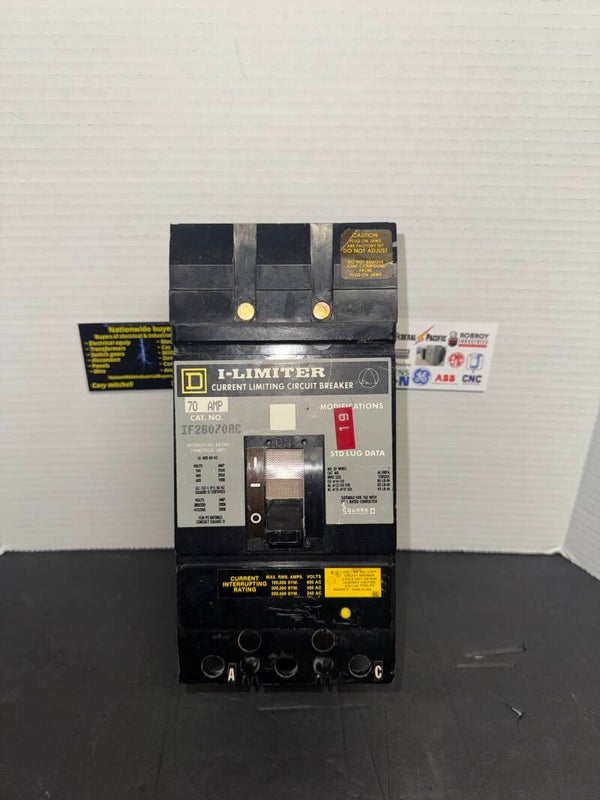 SQUARE D 2 pole 70 amp 600volt IF26070 Circuit Breaker Gray Label UA