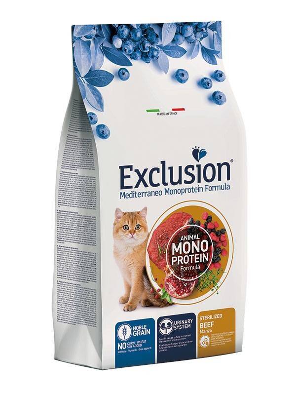 Exclusion gatto sterilizzato gusto manzo 12 kg