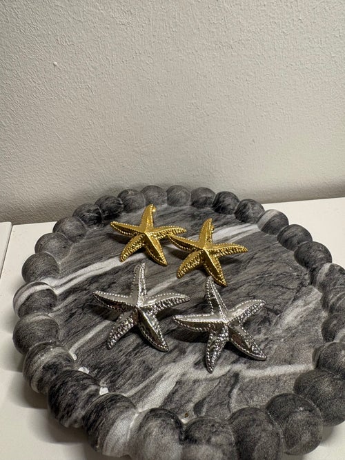 Oorbellen met een zeester in goud en zilver