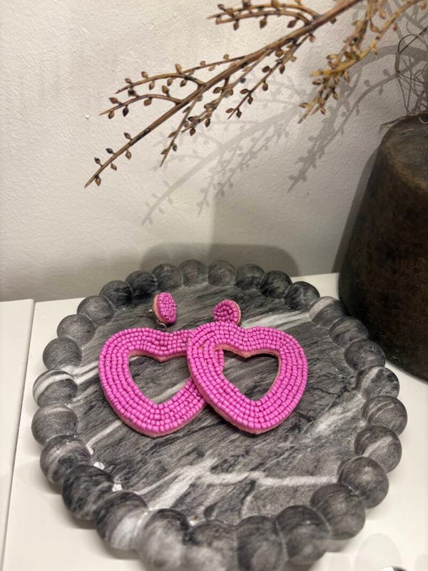 Oorbellen hart roze