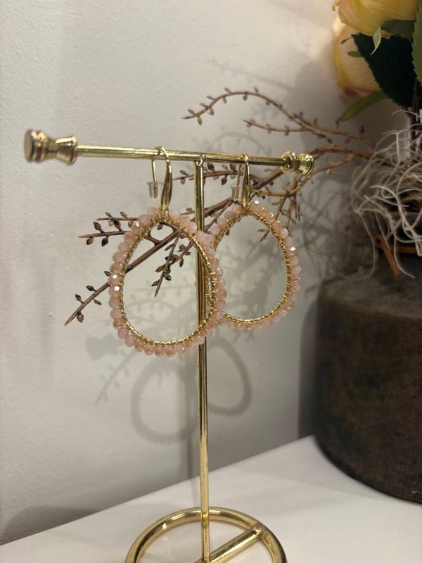 Oorbellen Druppel Beige RVS