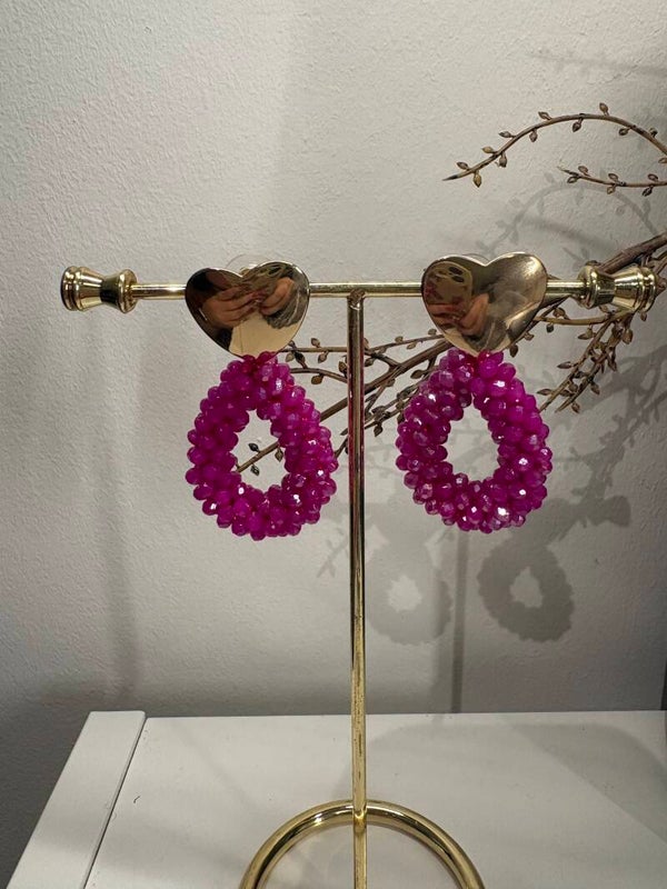 Oorbellen druppel Roze RVS