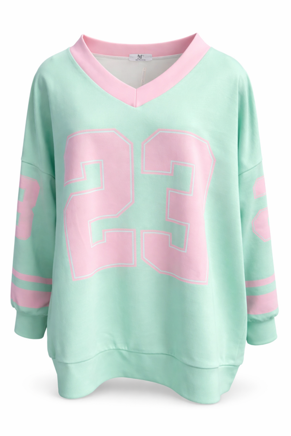 Sweater 23 Mint/Roze (PLUS)