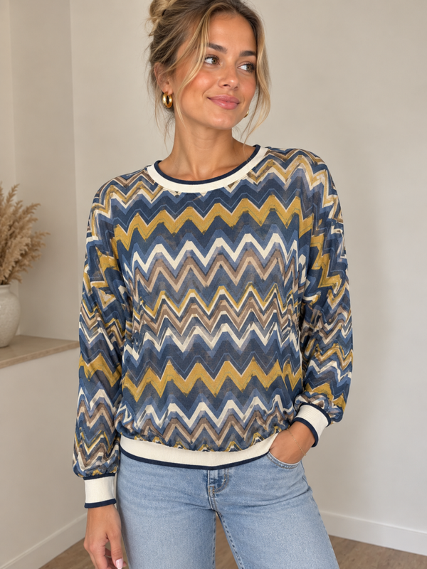 Zigzag Shirt Blauw