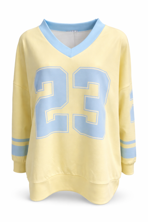 Sweater 23 Geel/Lichtblauw