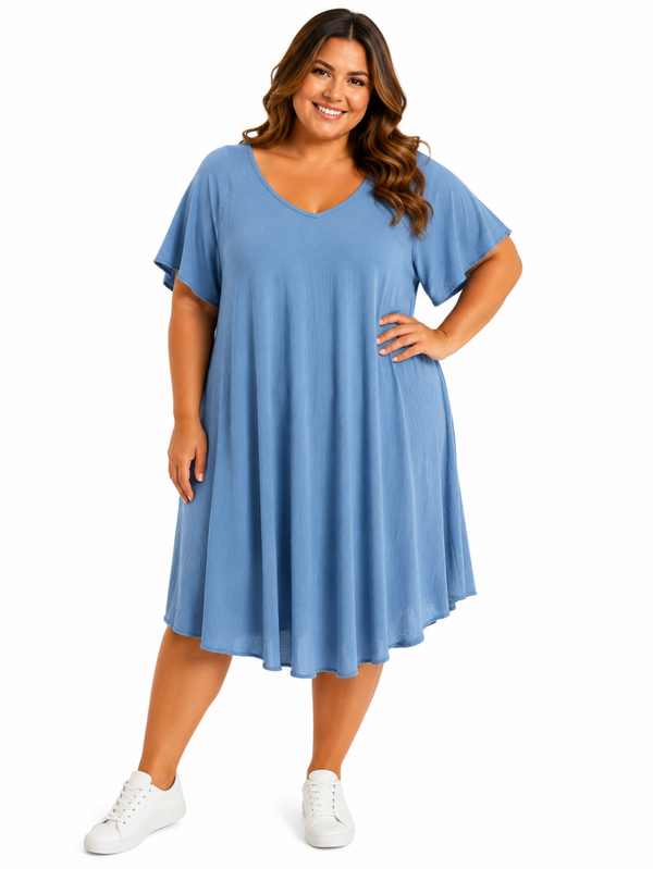 Plus-size jurk Paula Jeansblauw