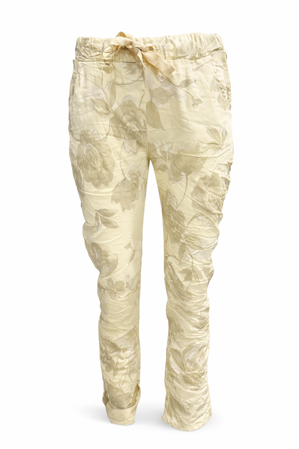 Broek bloemprint Geel