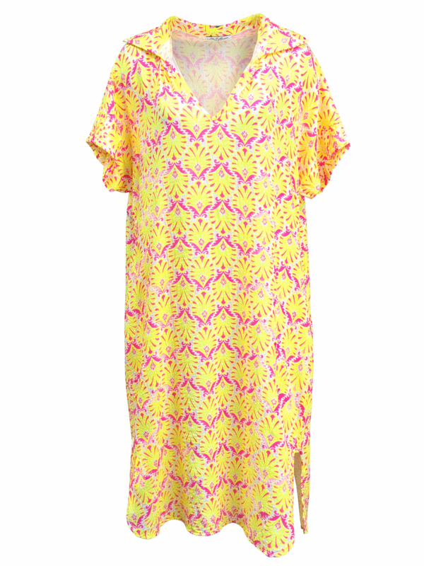 Jurk Doris Geel/Roze