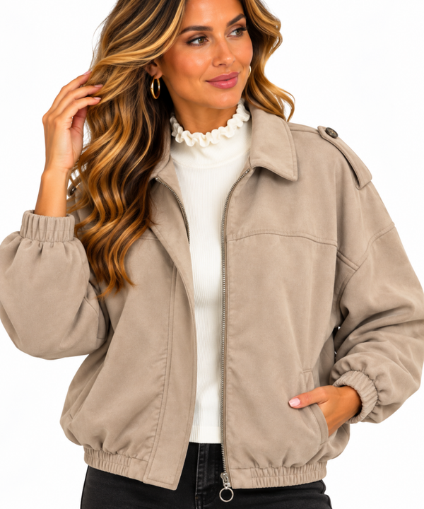 Suedine jasje Merel Beige