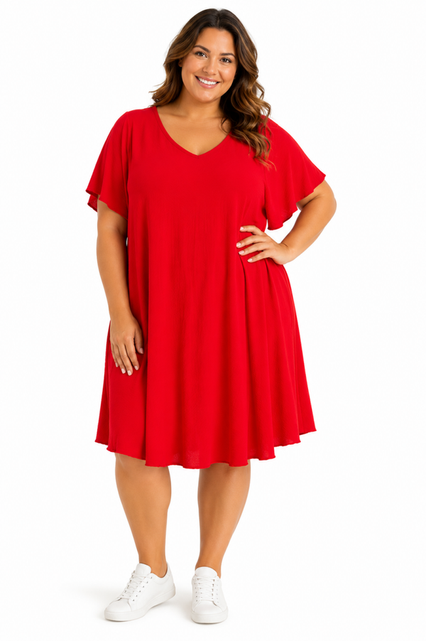 Plus-size jurk Paula Rood