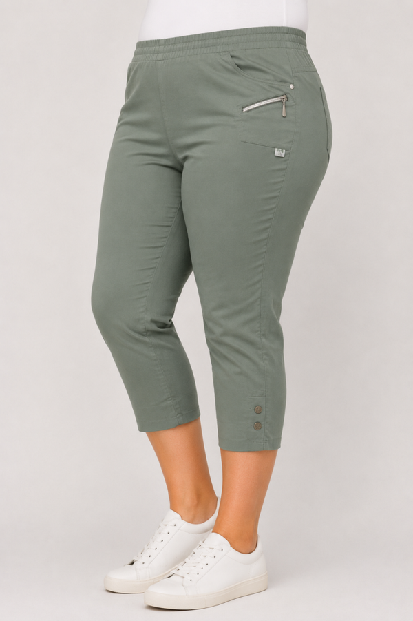 3/4 stretch broek leger groen Cherry Berry