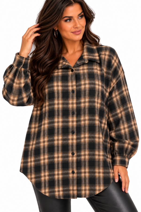 Ruit blouse Zwart