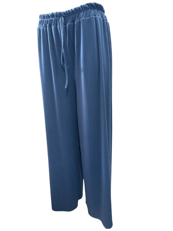 Rib broek Isa Jeansblauw