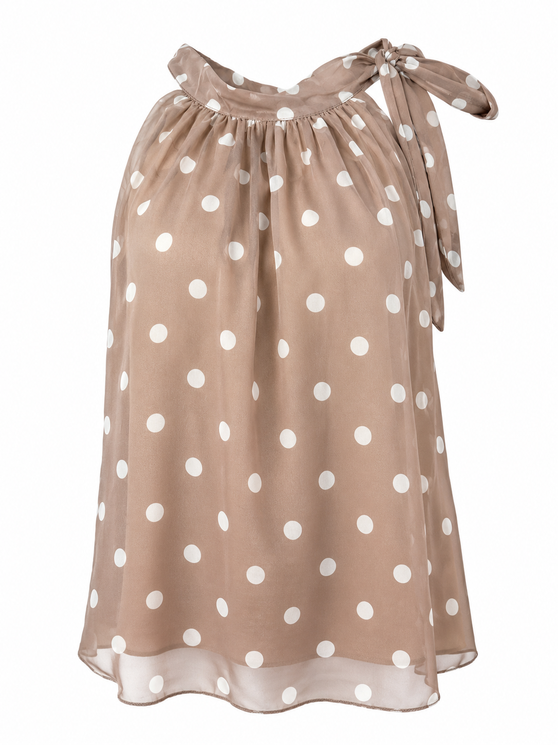 Haltertop Stip Taupe