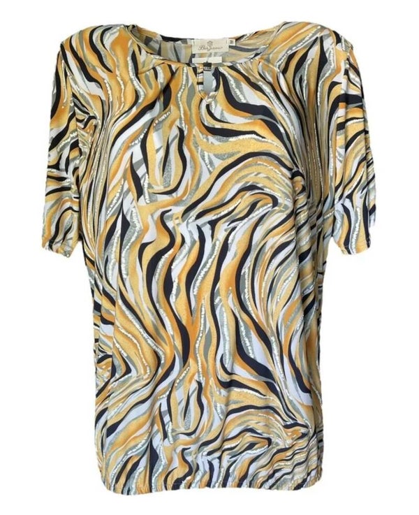 T-Shirt Hippe Oma geel/blauw