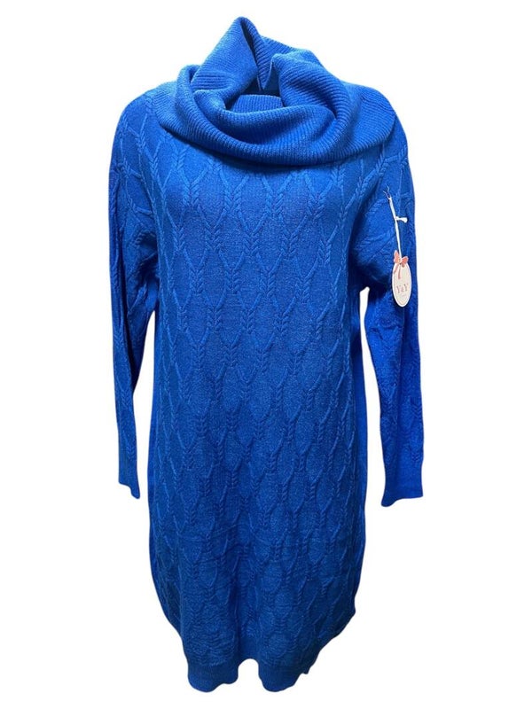 Lange jurk/trui Loya kobalt blauw