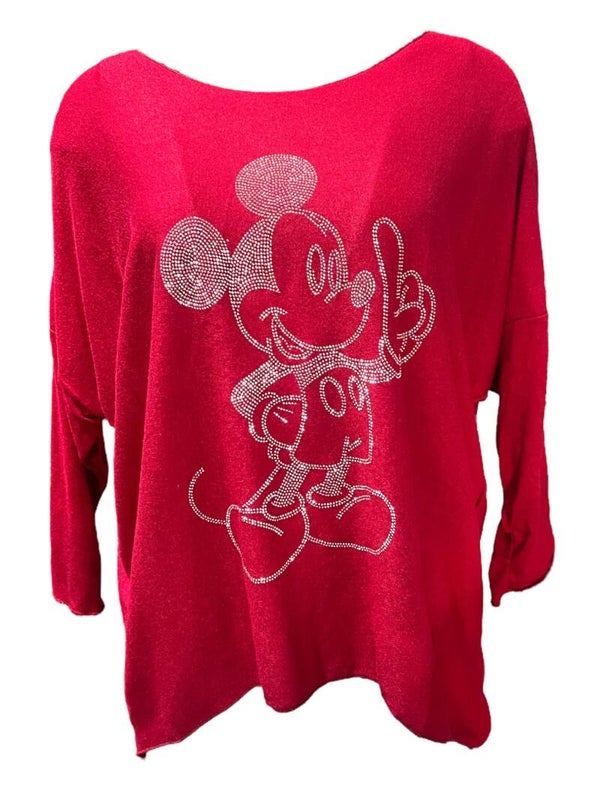 Shirt Mickey donkerrood