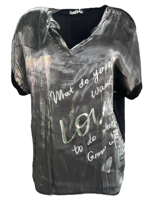 T shirt Shine zwart / donker grijs