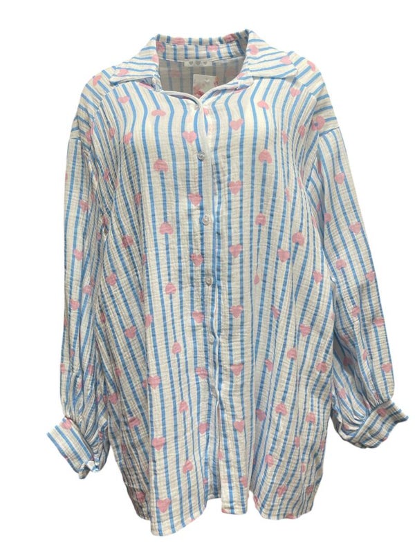 Blouse Hartjes 💕 Roze (plus)