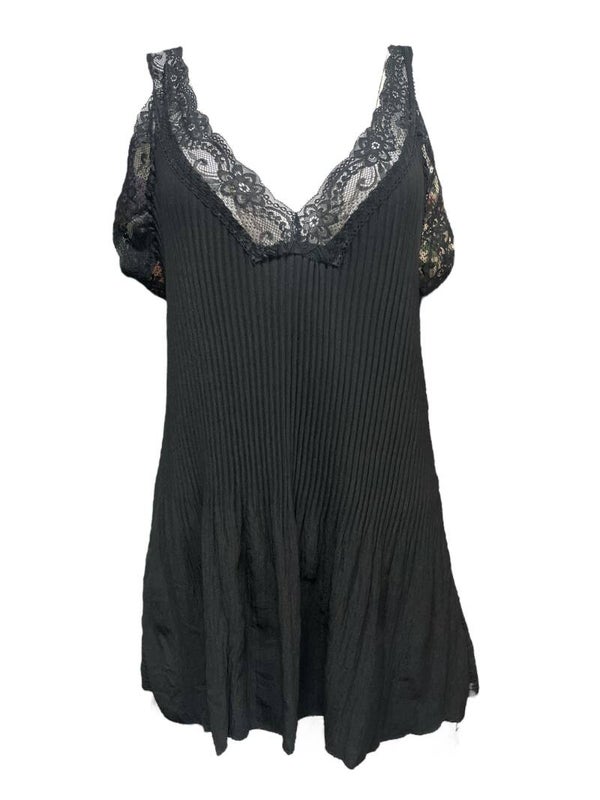 Hemdje plissé zwart (plus)