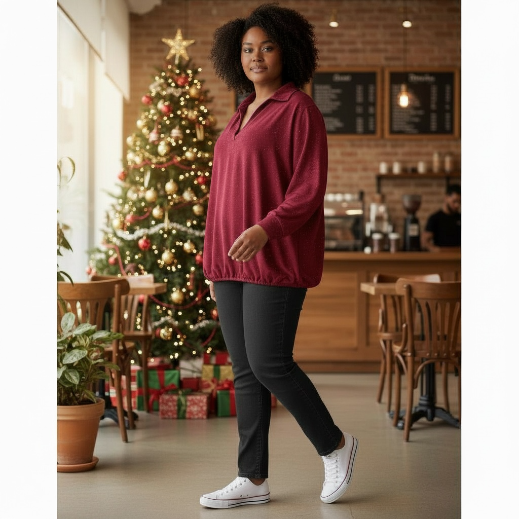 Blouse Shirley Bordeaux rood ( plus)