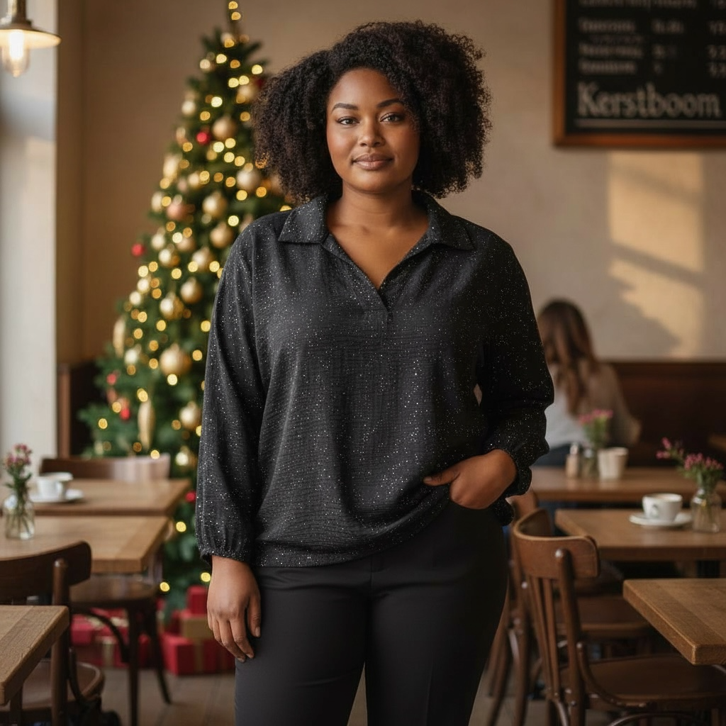 Blouse Shirley Zwart( plus)