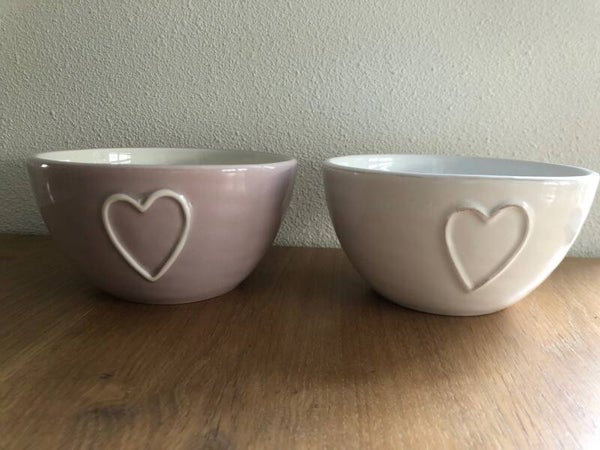 Schaaltjes set van twee, white en dusky pink
