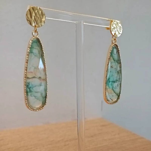 Druppels donkergroen/oranje