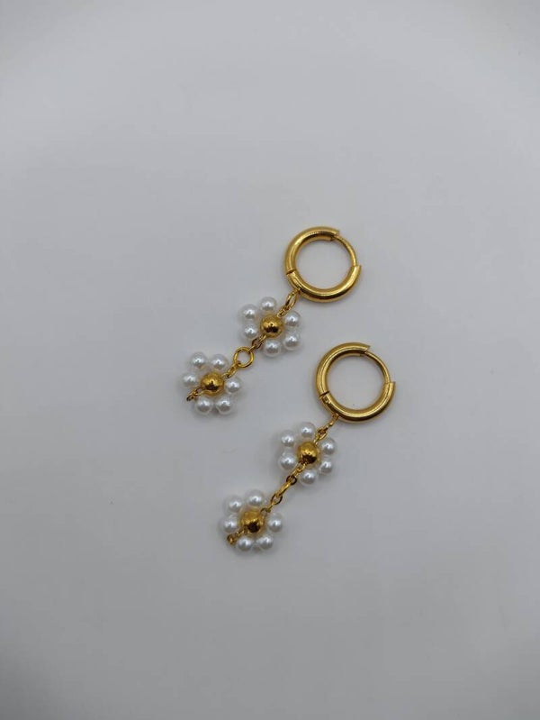 Bloemetjes wit/goud dubbel