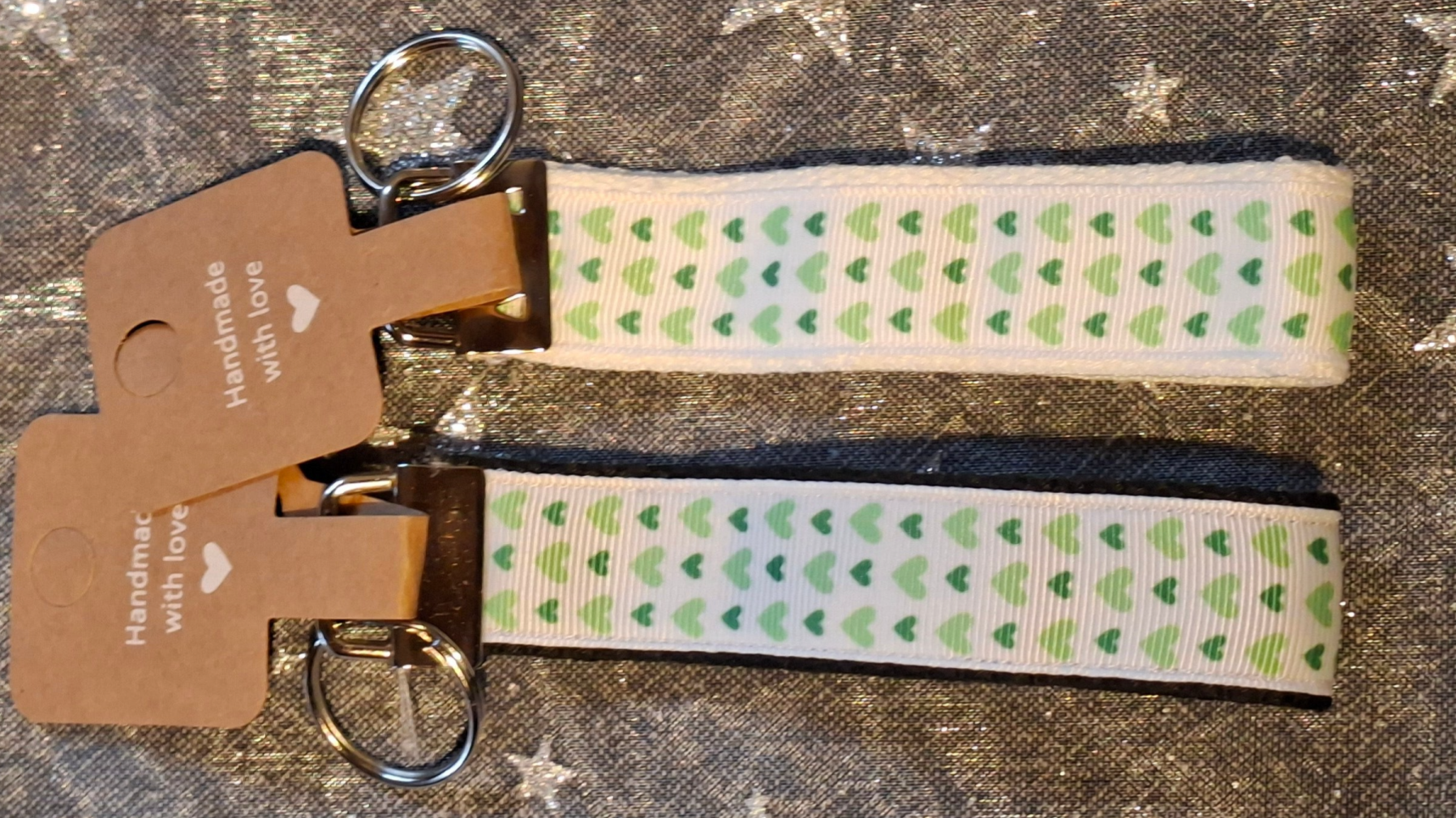 Schlüsselanhänger Herz Grün/Weiss