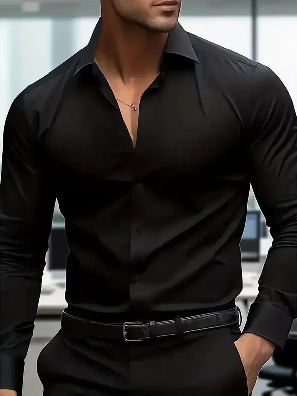 Elegantes einfarbiges Hemd | Stoff ohne Stretch