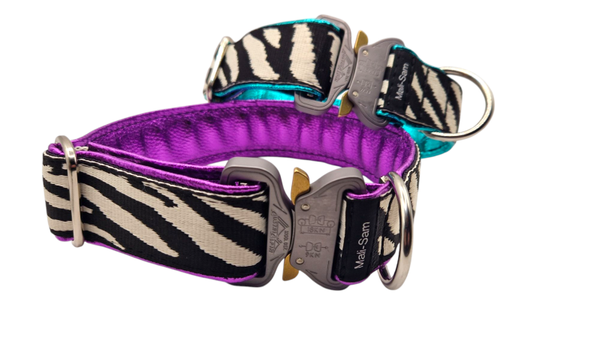 Gurtband-Halsband Zebra+Kunstleder