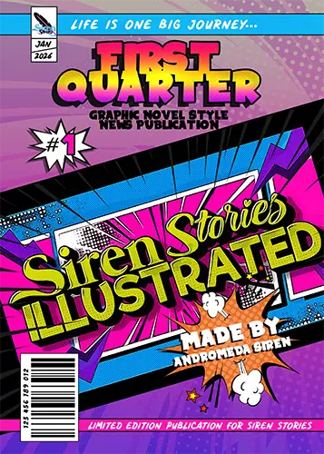 Comic Book style cover designed by Andromeda Siren showcasing Siren Stories Illustrated