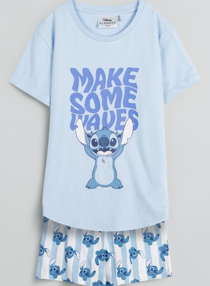 Stitch Pyjama Kurz, Blau