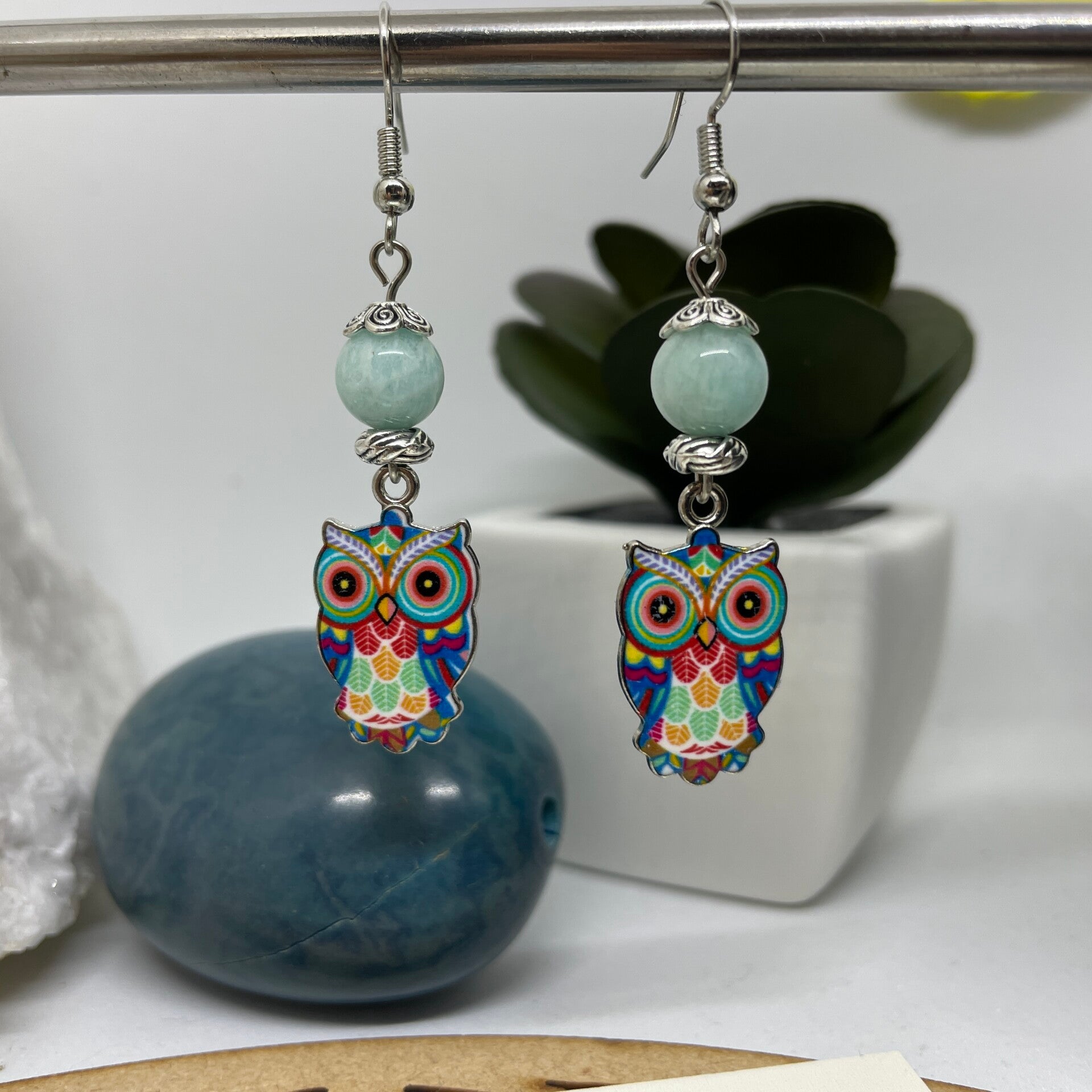 Boucles chouette Aigue-marine