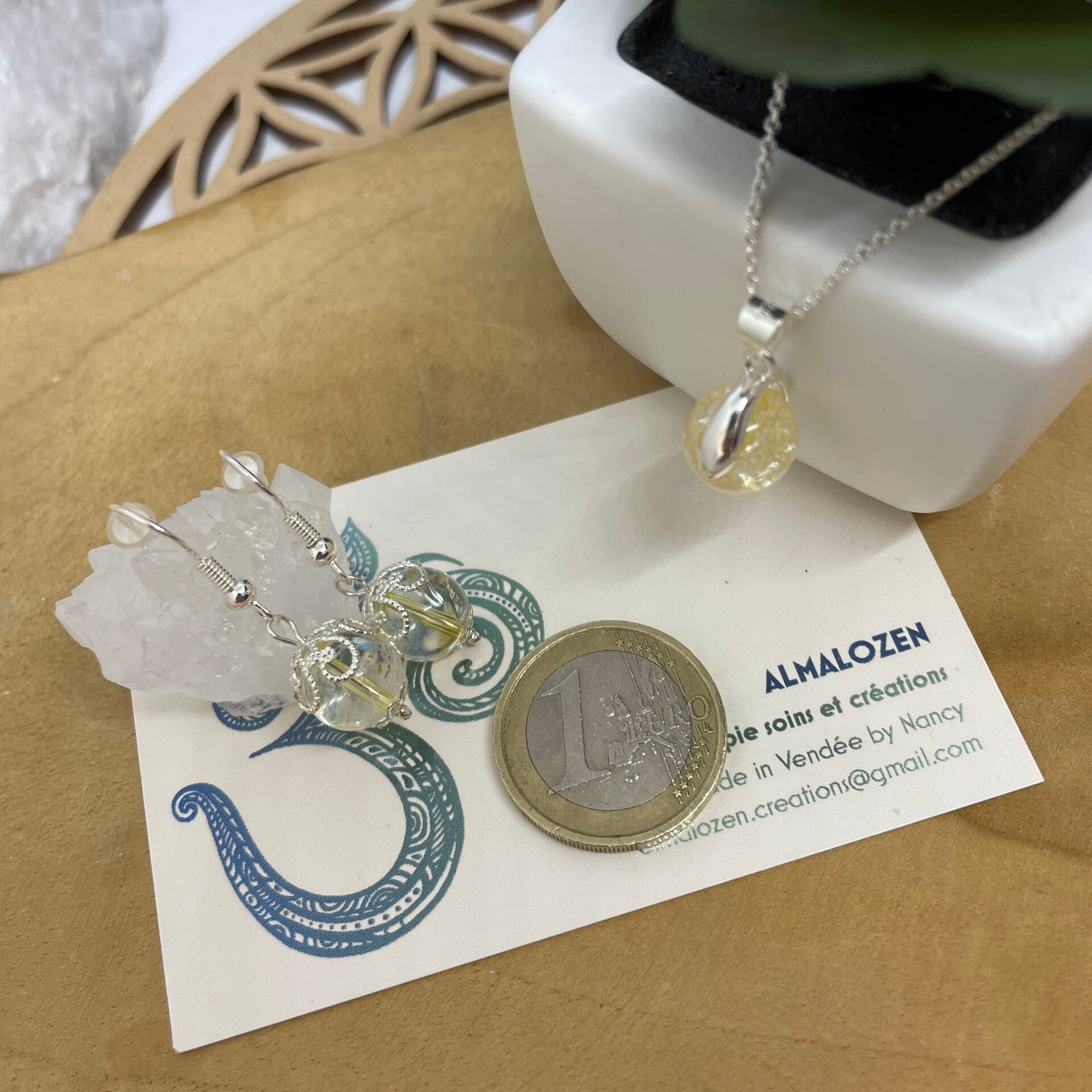 Parure collier & boucles Citrine