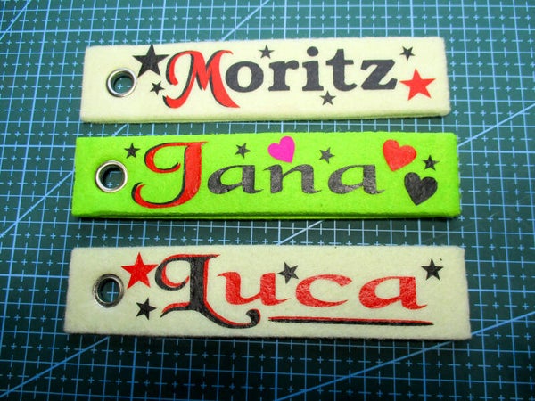 Beispiel Filzanhänger Name und Farbe bitte angeben