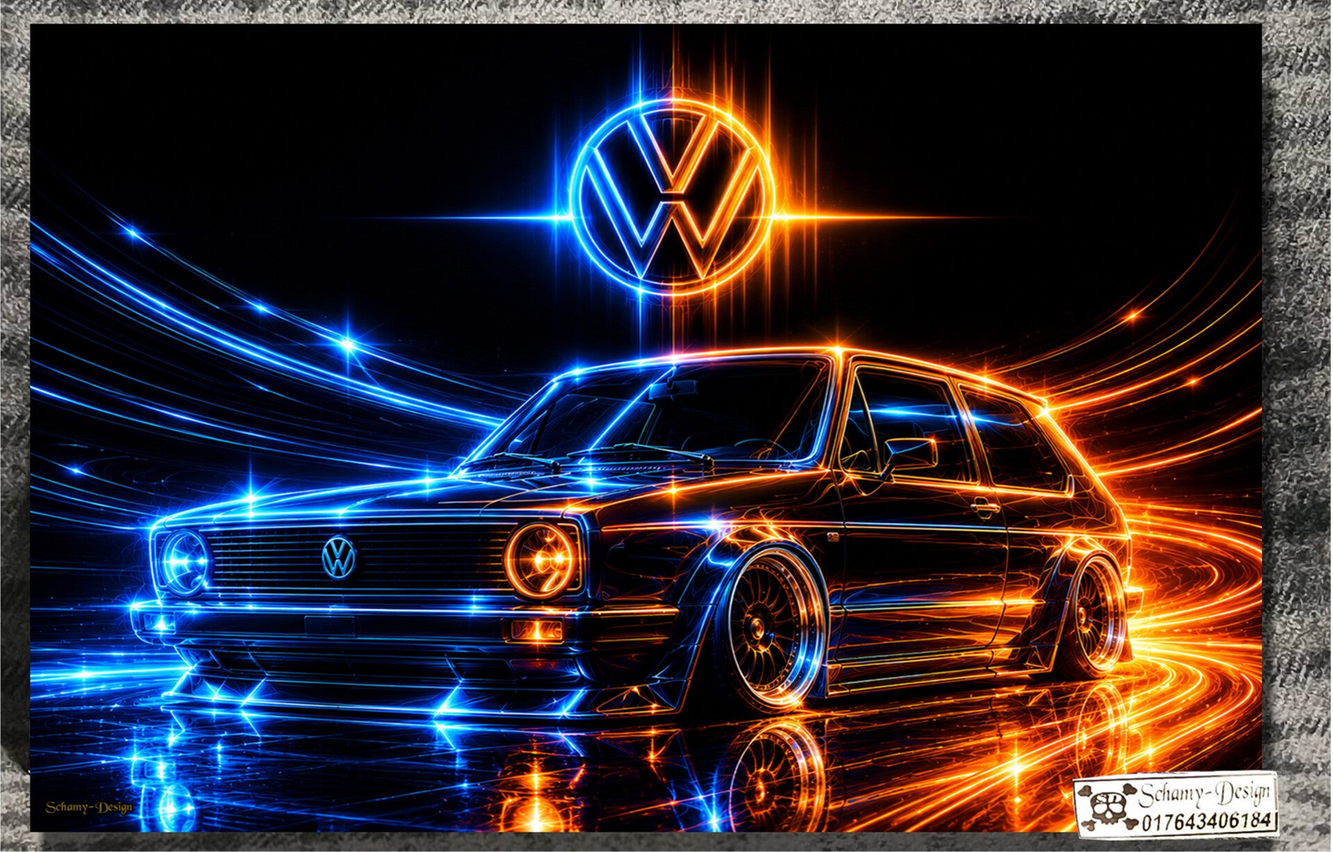 VW Golf in Neon