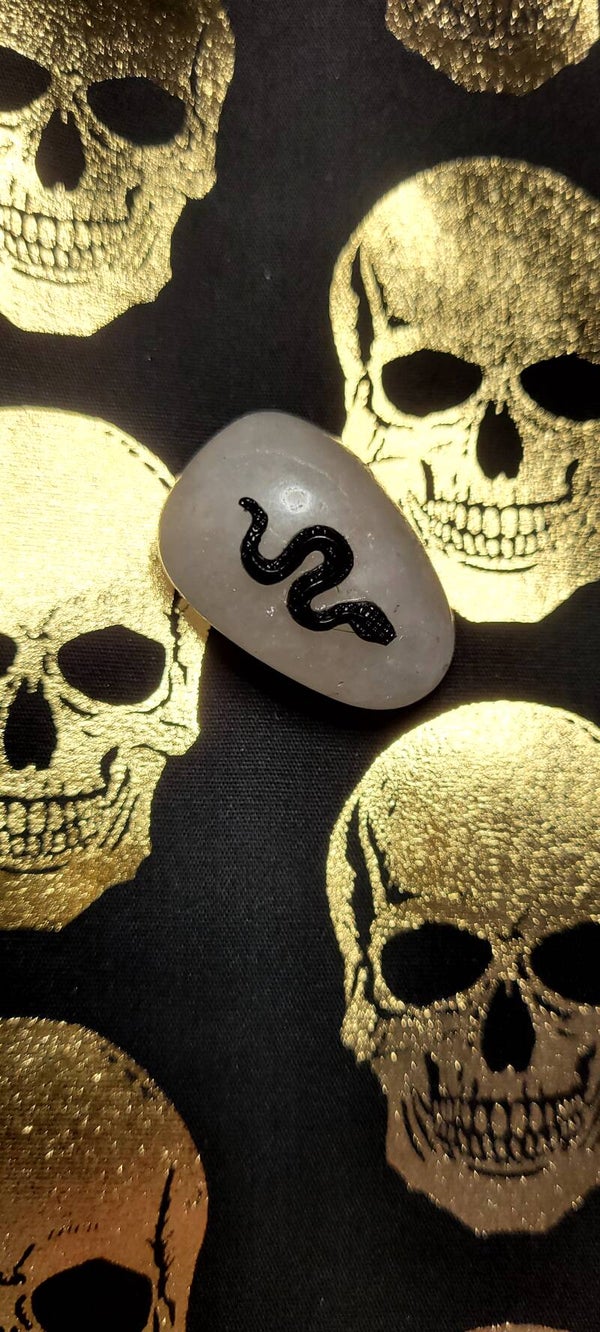 Enchanted Pebble- Small Snakes on White
