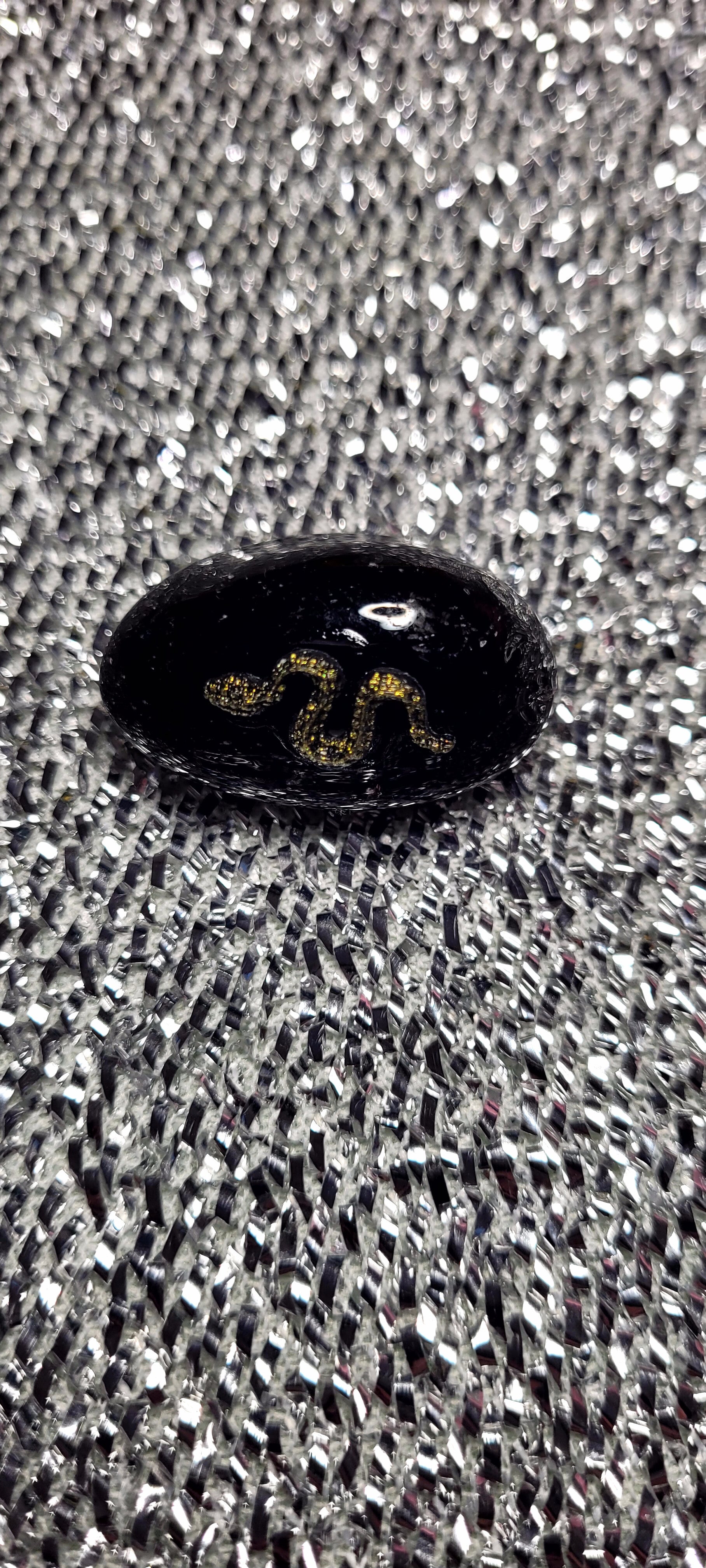 Enchanted Pebble- Small Snakes on Black