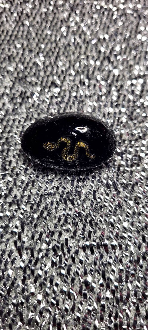 Enchanted Pebble- Small Snakes on Black