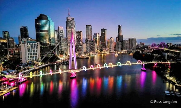 Brisbane City & Brisbane River Twilight Aerial Photography